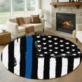 thumbnail image 1 of 7Ft Round Rug, Blue American Flag Non-Skid Rubber Backing Large Area Rugs - Living Room Bedroom Home Office, Black White Stars Stripe US Flag Indoor Floor Mat Carpets Washable Rug, 1 of 9