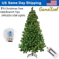 thumbnail image 1 of 7Ft USB Artificial Christmas Trees Xmas Detachable Tree with 1000 Branch Tips Decoration with DIY 450 LED Lights 8 Lighting Modes, 1 of 6