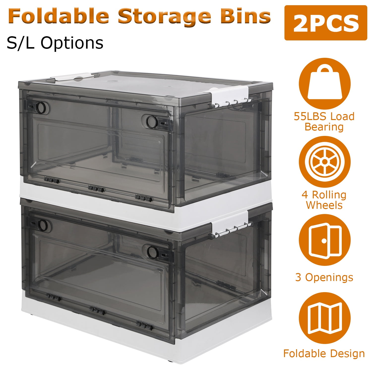 7Gallon Foldable Plastic Storage Bins with Lids & Wheels, TeqHome 2