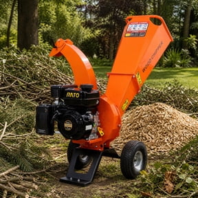 7HP 212cc Gas Powered Wood Chipper Shredder Mulcher, 3-Inch Max Chipping Capacity, RATO Engine Heavy Duty Chipper