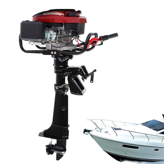 7HP 4-Stroke Outboard Motor Boat Engine W/ Air Cooling System Long Shaft 196CC