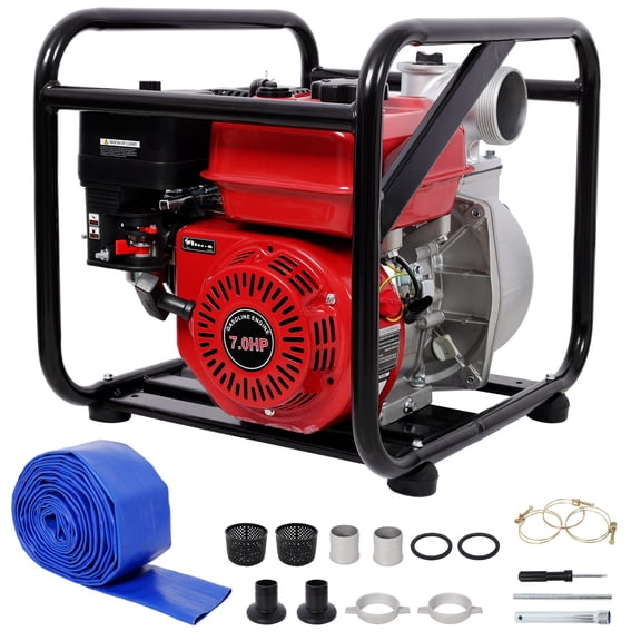 7HP Gas Water Pump, 264GPM Flow Rate with 3" NPT Ports & 25FT Hose, EPA Certified (212cc Engine)