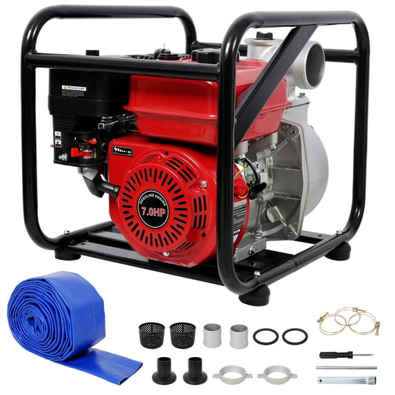 7HP Heavy Duty Gas Powered Trash Pump 3 Inch 264GPM with 25ft Hose for Quick Setup, EPA Certified 4-Stroke Engine Ideal for Flood Control, Construction, and Farm Irrigation