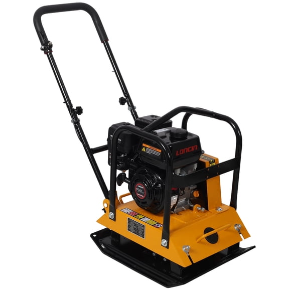 7HP Plate Compactor, 212cc Gas Vibratory Plate Compactor with 24KN/5400 lbs Centrifugal Force, 17.7" x 22" Plate for Concrete, Paver, Soil & Asphalt Compaction, Heavy-Duty Construction Tamper, Yellow