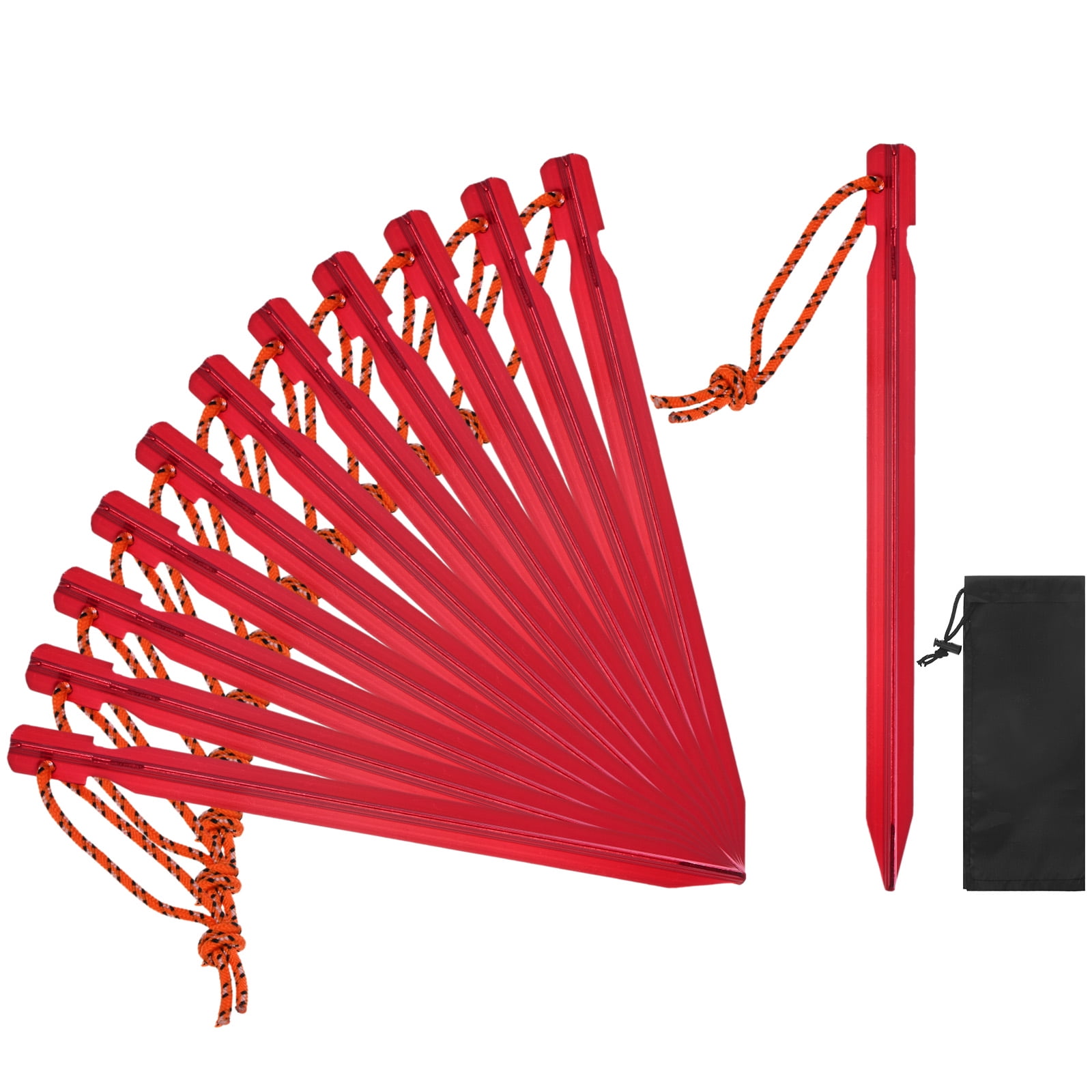 7IN Tent Stakes [12PCS] - Aluminum Ground Pegs with Reflective Pull ...