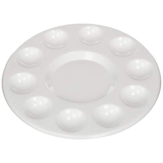 7In Round Paint Palette, Well Plastic Tray for Acrylic Watercolor, Kids Art Painting Dish for School Classroom (White)