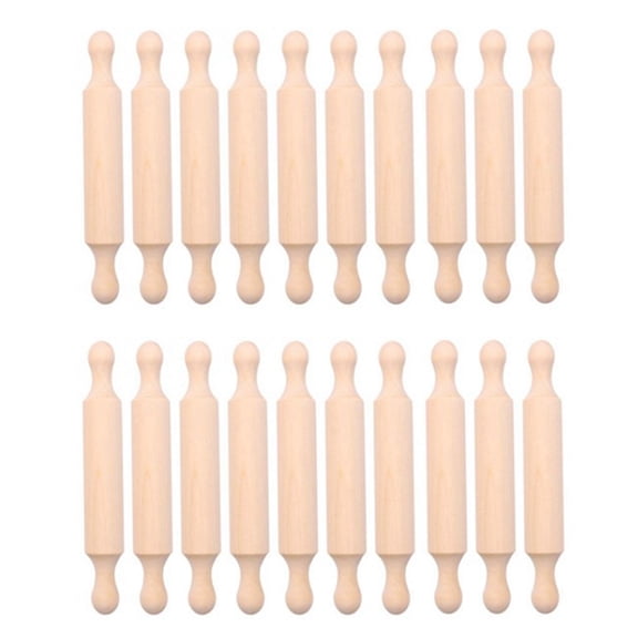 7In Wooden Mini Rolling Pin Long Kitchen Baking Small Dough Rolling Pin for Children Fondant Pastry Pizza Crafting 20Pcs