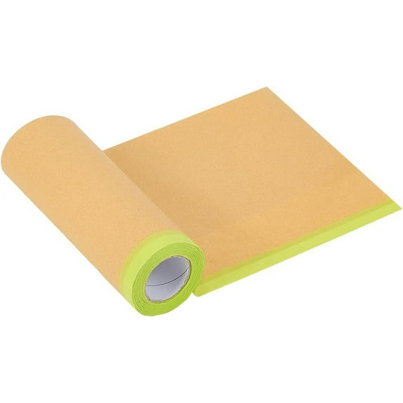 7In x 50 Feet Pre Taped Masking Paper Painters Paper Roll Waterproof Automotive Paint Tape Drape Adhesive Protective Film Paper for Window Cars Skirting Floor Furniture Protection Covering Silver
