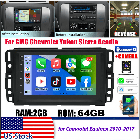 7Inch 2+64G Car Stereo Android 13 Fit for Chevrolet Equinox 2010-2017 with Carplay Android Auto GPS Navigation Bluetooth WiFi SWC Mirror Link Split Screen