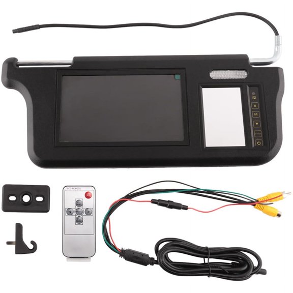 7Inch Black Car Right Sun Visor Rear View Mirror Screen LCD Monitor 2 Channel Video