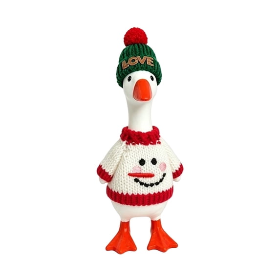 7Inch Desk Goose Outfits, Mini Desktop Goose Clothes Accessories Set for Magnetic Goose Statue, Knitted Sweater with Hat for Christmas Holiday and Small Animal Decor