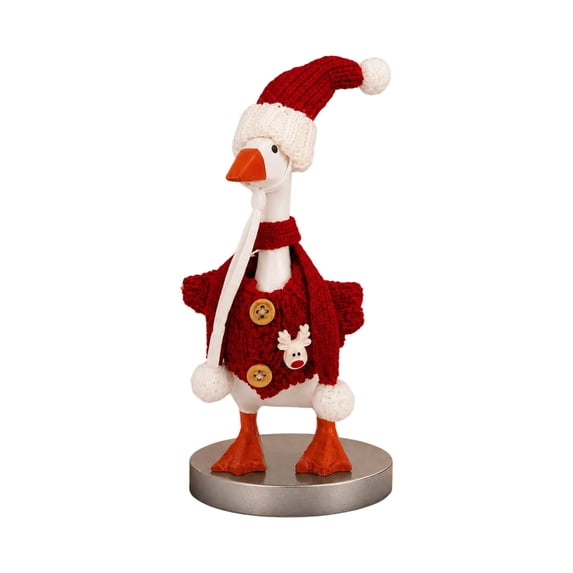 7Inch Desk Goose Outfits, Mini Desktop Goose Clothes Accessories Set for Goose Statue, Knitted Sweater with Hat for Christmas Holiday and Small Animal Decor