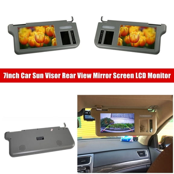 7Inch Gray Car Right Sun Visor Rear View Mirror Screen LCD Monitor 2 Channel Video