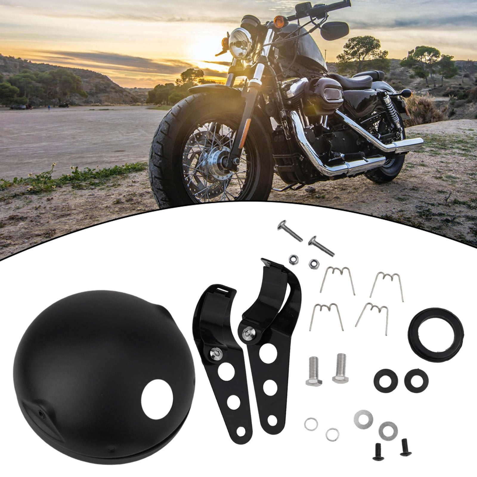 7Inch Motorcycle Headlight Housing Bucket Bracket Mount Headlamp Shell Headlight