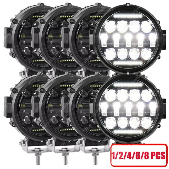 7Inch Round LED Work Light Spot Combo DRL Driving Reserve Lamps Offroad 4X4 A+++