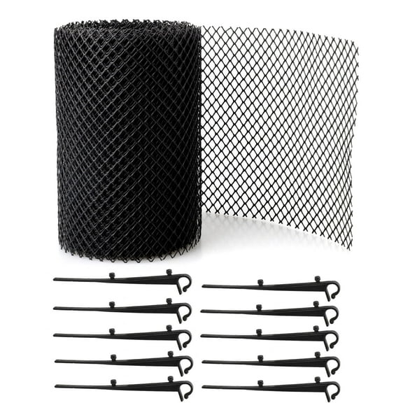 Gutter Guard Plastic Mesh,Black Plastic Gutters Cover 7Inx26.3Ft Gutter Guard Mesh,Rainwater Drainage Ditch Plastic Protective Mesh,Gutter Guard Protection for DIY Cutting,Leaf,Rain Gutter Guards