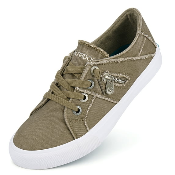 JENN ARDOR Women Canvas Sneakers Slip on Walking Flats Women Shoes Brown size 7