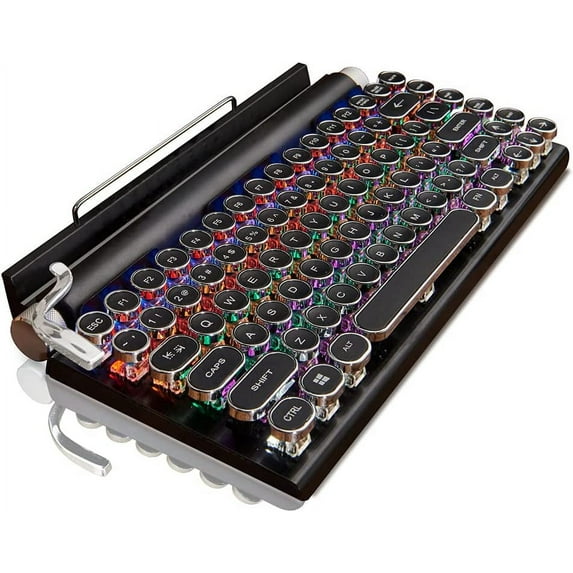7KEYS Retro Bluetooth Mechanical Keyboard with Round Keycaps, Black