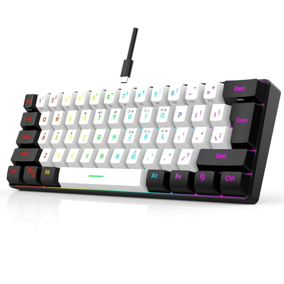 7KEYS Wired RGB Gaming Keyboard and Mouse Combo,  61 Keys true RGB 14 Mode of Backlight, 3200 DPI Gaming Mouse, Mini Keyboard with Membrane Switch Comfort Use for PC Computer Laptop