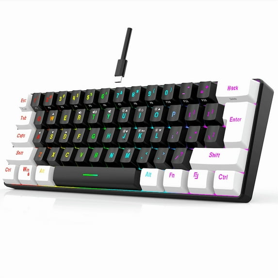 7KEYS Wired RGB Gaming Keyboard and Mouse Combo, 61 Keys true RGB 14 Mode of Backlight, 3200 DPI Gaming Mouse, Mini Keyboard with Membrane Switch Comfort Use for PC Computer Laptop