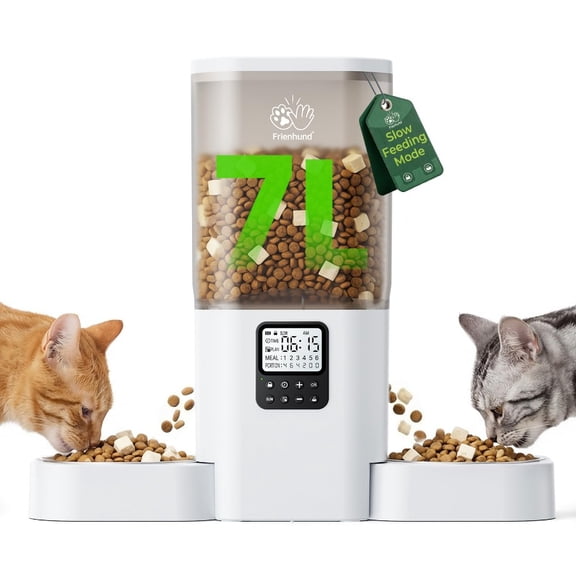 7L Automatic Cat Dog Feeder, 5G WiFi Smart Pet Food Dispenser with APP Remote Control, Alexa Voice Control & Slow Feeding Mode, 29 Cups Large Capacity Auto Pet Feeder with Timed Feeding Schedule, Det