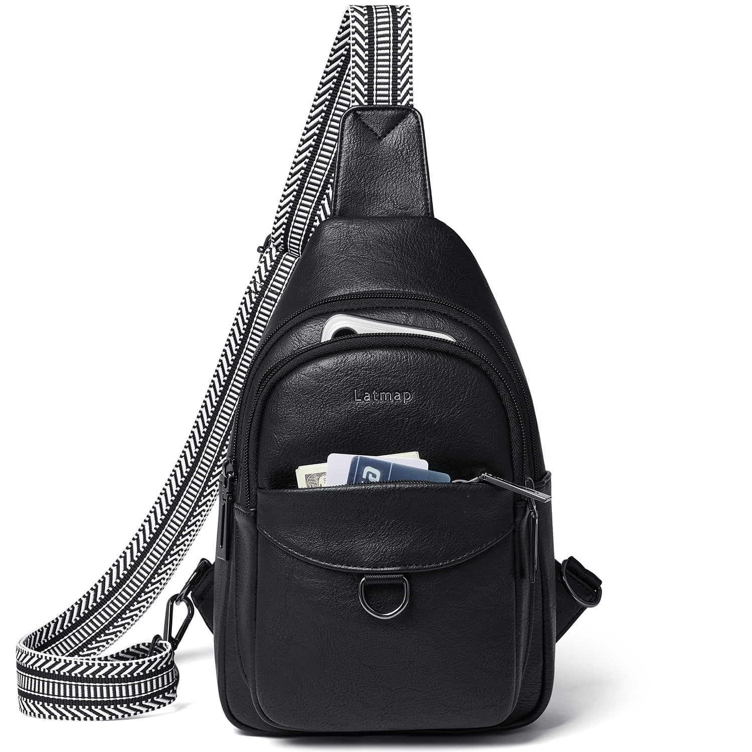 LATMAP  Crossbody Sling Bag, Anti-Theft Travel Chest & Belt Bag for Women and Men, Faux Leather