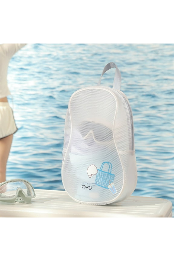 7L Dry Wet Separate Swimming and Gym Bag, PVC Waterproof Toiletry Pouch, Handheld Sports Duffel with Compartment, Women's Travel Beach Tote for Suit Storage, Portable Wash Bag, White