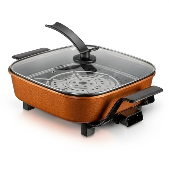 7L Electric Hot Pot and Skillet with Steamer Rack, 1350W Nonstick Multi ...