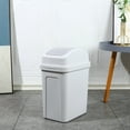 thumbnail image 1 of 7L Large Capacity Automatic Motion Sensor Trash Can with Rocking Lid, Odor-Blocking Kitchen & Bathroom Garbage Bin, Cream White Plastic Design, 1 of 3