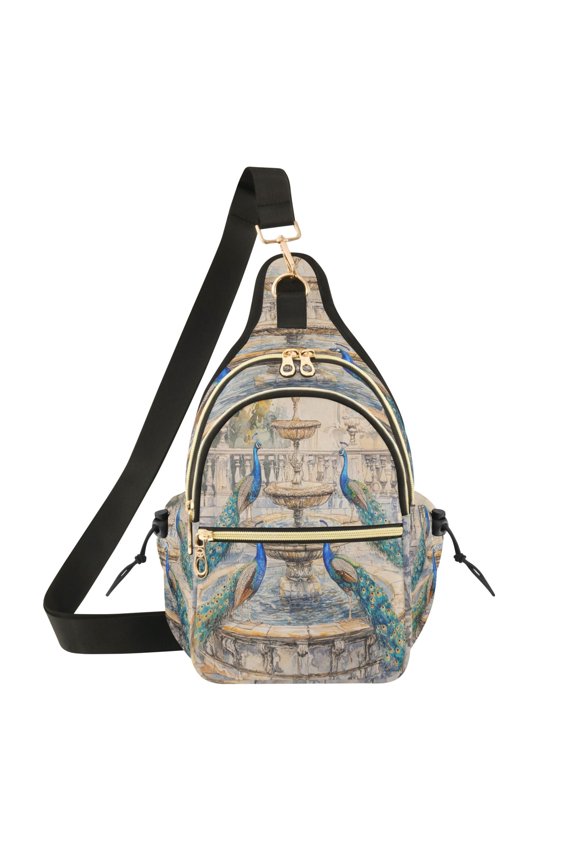 7L Large Capacity Crossbody Shoulder Bag with Adjustable Strap Multi Pocket Sling Bag for Commute Travel Outdoor Activities Beautiful Peacocks