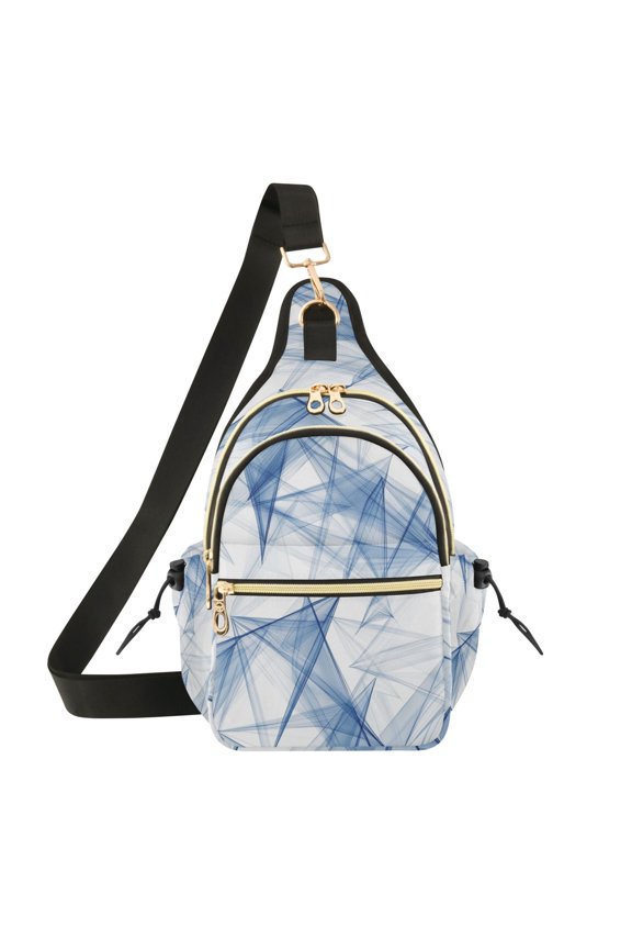 7L Large Capacity Crossbody Shoulder Bag with Adjustable Strap Multi Pocket Sling Bag for Commute Travel Outdoor Activities Blue Cartoon Triangle