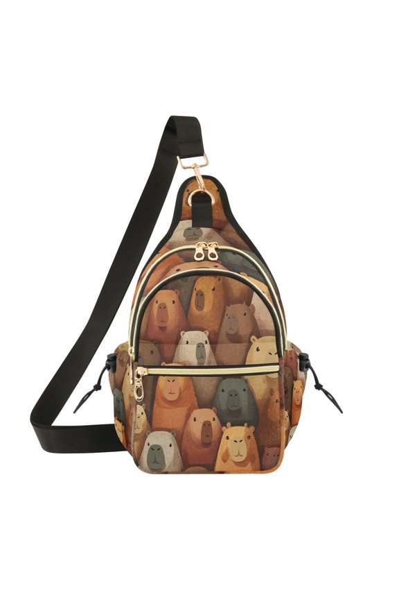 7L Large Capacity Crossbody Shoulder Bag with Adjustable Strap Multi Pocket Sling Bag for Commute Travel Outdoor Activities Capibara Seamless