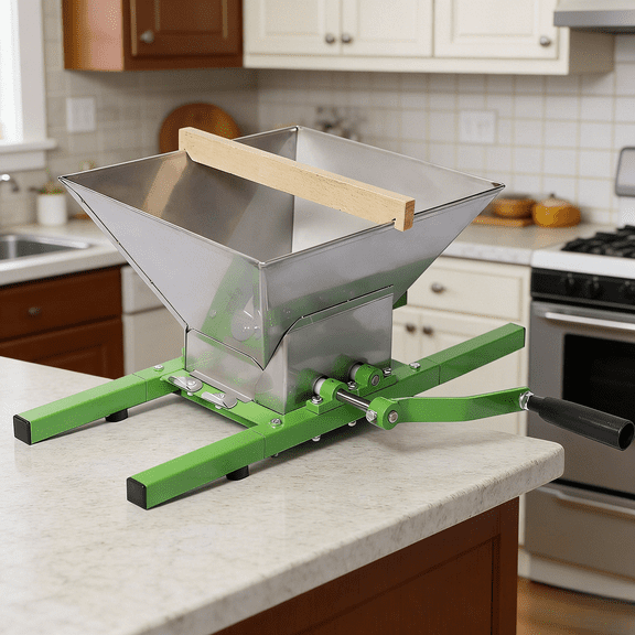 7L Manual Fruit Crusher Apple Grinder Portable Cider Press Pulper,Heavy Duty Stainless Steel Juicer for Apples Pears Peaches Pineapple, Large Capacity 1.8 Gallon Hopper for Homemade Wine Juice Making