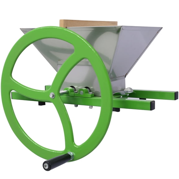 7L Manual Fruit Crusher with Wheels, Stainless Steel Apple Scratter for Wine and Cider Pressing, Portable Juicer Grinder for Garden Harvest