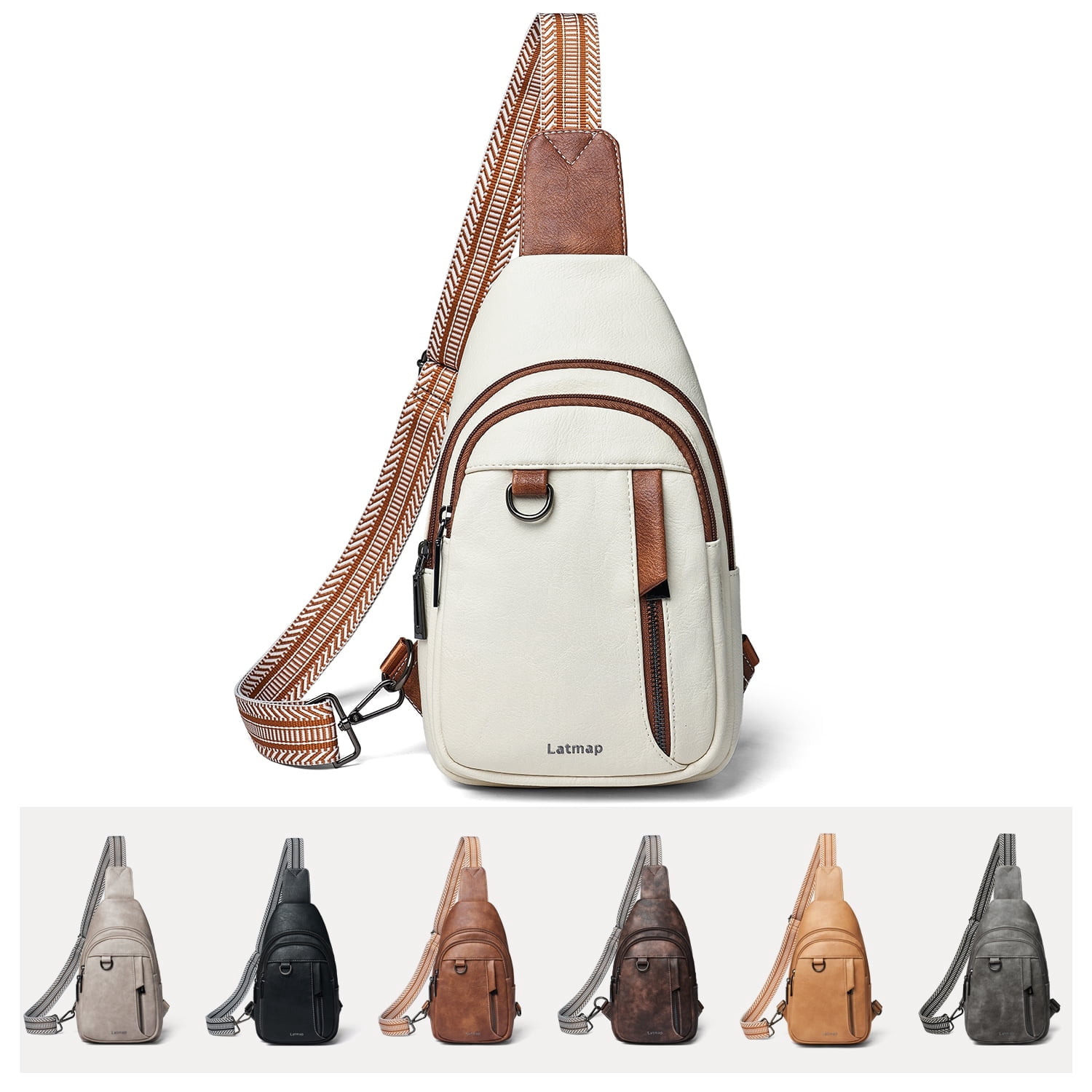 7L Sling Bag for Women & Men, Leather Anti-Theft Crossbody Backpack, Small Daypack Fanny Pack for Travel, Hiking, and Work