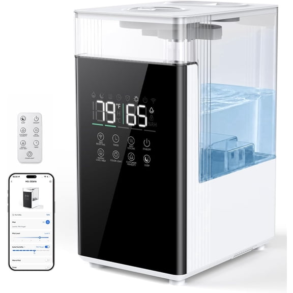 7L Smart Humidifier for Bedroom, Warm & Cool Mist, 70H Runtime, 450ml/h Output, Up to 500ft, APP & Remote Control, Precise Humidity Control, 5 Mist Levels, Humidifiers for Large Room Home