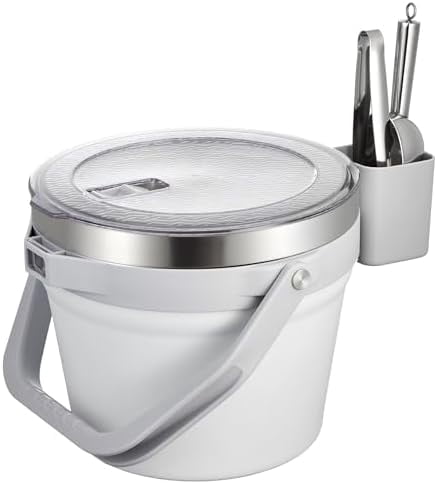7L Vacuum Insulated Ice Bucket with Lid and Scoop& Tongs，Large capacity ...