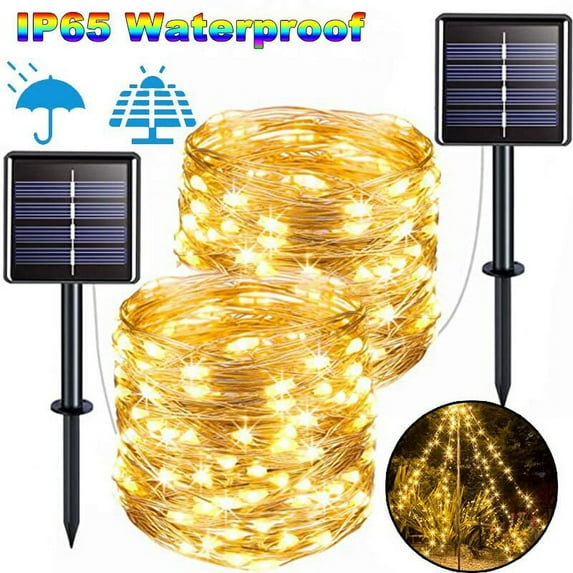 7M/12M/22M Outdoor Solar LED Copper Wire Fairy Light for Garden Festive Wreath Christmas Decoration