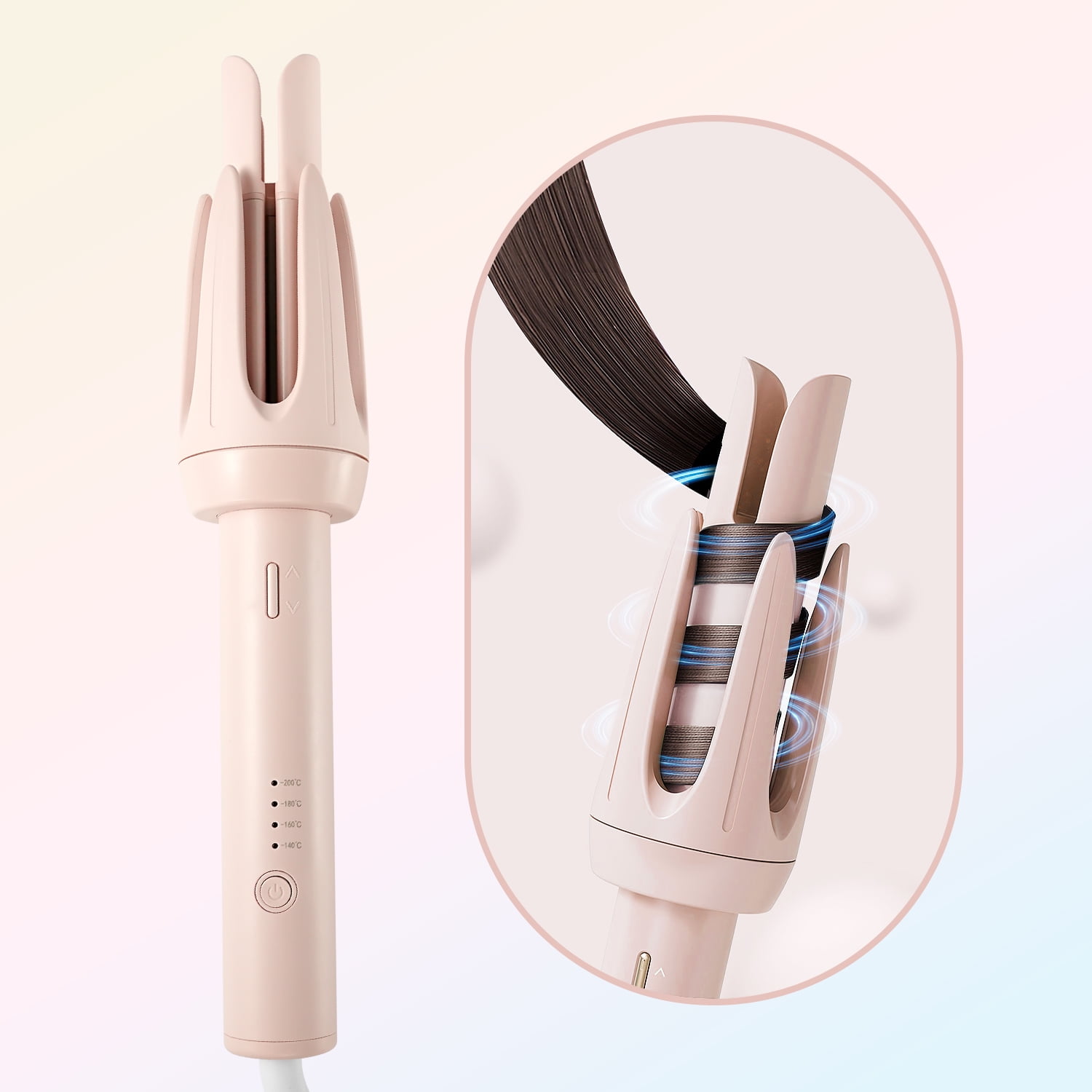 7MAGIC Auto Hair Curler Automatic Curling Iron with 4 Temperature 3 Timer Automatic Shut Off Anti Scald Anti Tangle Rotating Curling Wand for