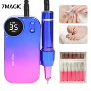 7MAGIC Electric Nail Drill Professional Nail Drill Machine 35000 RPM, Rechargeable Portable Nail File Manicure Pedicure Kit for Women Nails Tools,  Pink