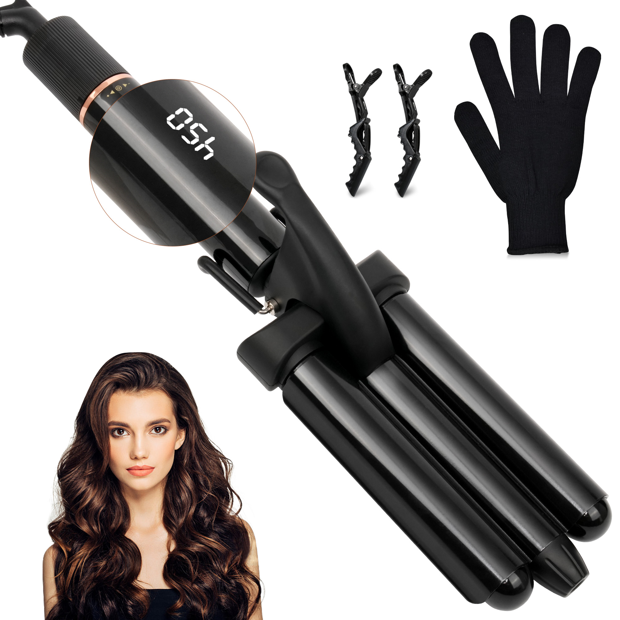Premium New Curling Iron Brush Ceramic Tourmaline Ionic Hot Hair Curler