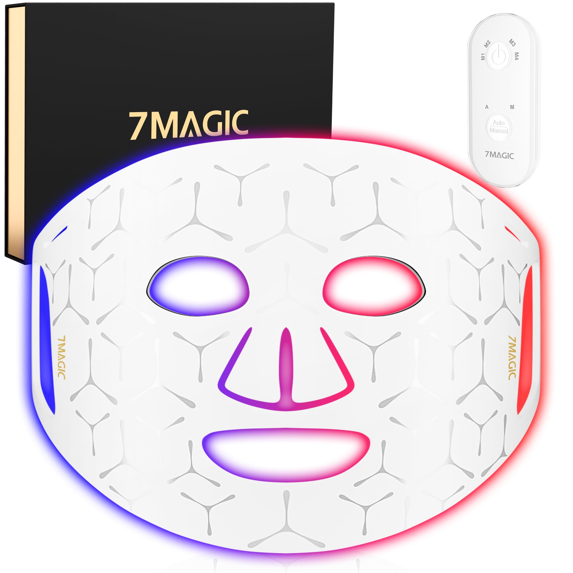 Red Light Therapy for Face, Cordless Infrared Led Face Mask, 4 Modes Portable Led Face Mask Light Therapy with Remote, At Home and Travel 100 LED Beads, Gift for Loved, White