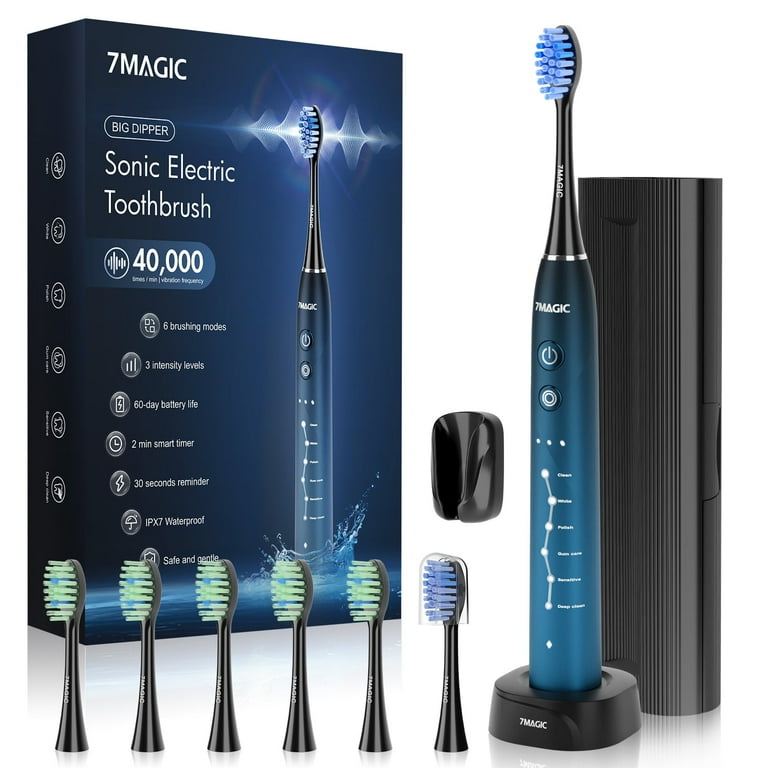7MAGIC Sonic Electric Toothbrush, 40000 VPM Vibrations, 6 Modes, 3