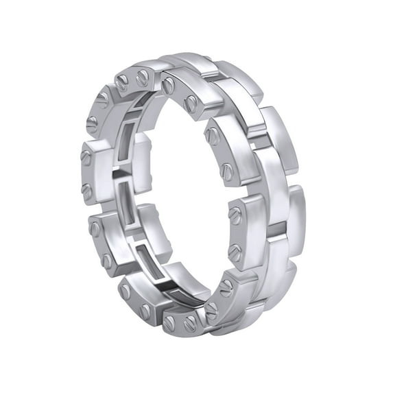 AFFY 7MM Anniversary Wedding Band Ring for Men in 14K Solid White Gold