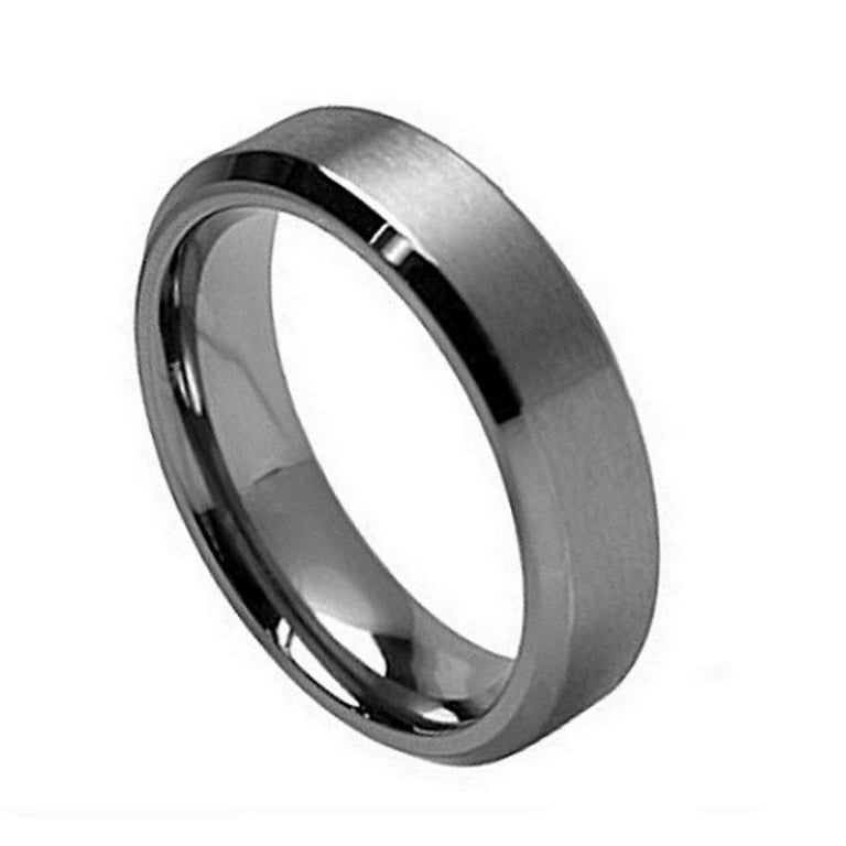 7MM Comfort Fit Titanium Wedding Band Brushed Center Beveled Edge