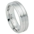 thumbnail image 1 of 7MM Comfort Fit Titanium Wedding Band White Domed Brushed Center Step Edge Titanium Ring (Size 5 to 12), 1 of 2