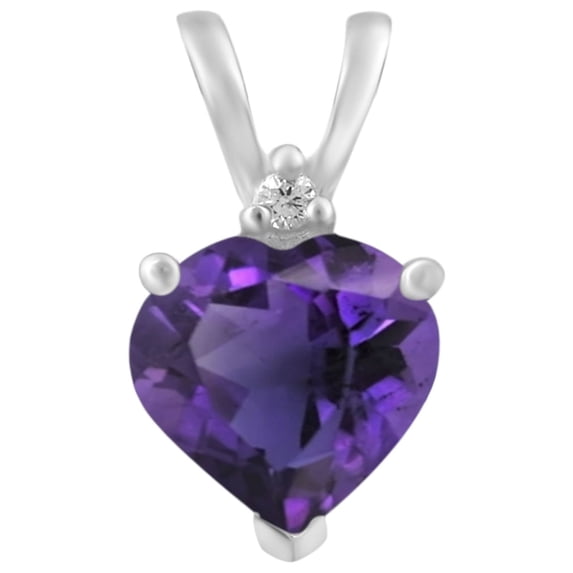 7MM Heart Shape 925 Sterling Silver Purple Amethyst Solitaire Mother's Day Gift Pendant
