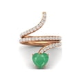 thumbnail image 1 of 7MM Heart Shape Wrap Bypass Ring Natural Emerald 925 Silver Rose Vermeil Women Valentines Day Gifts Rings, 1 of 4