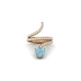 thumbnail image 1 of 7MM Heart Shape Wrap Bypass Ring Natural Larimar 925 Silver Rose Vermeil Women Valentines Day Gifts Rings, 1 of 7