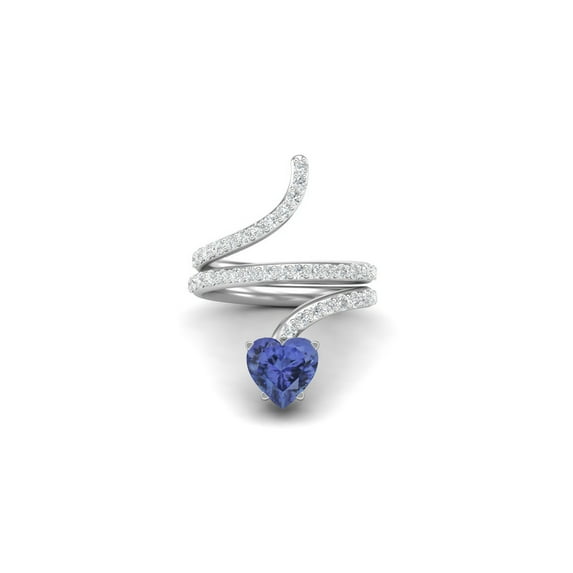 7MM Heart Shape Wrap Bypass Ring Natural Tanzanite 925 Silver Women Valentines Day Gifts Rings